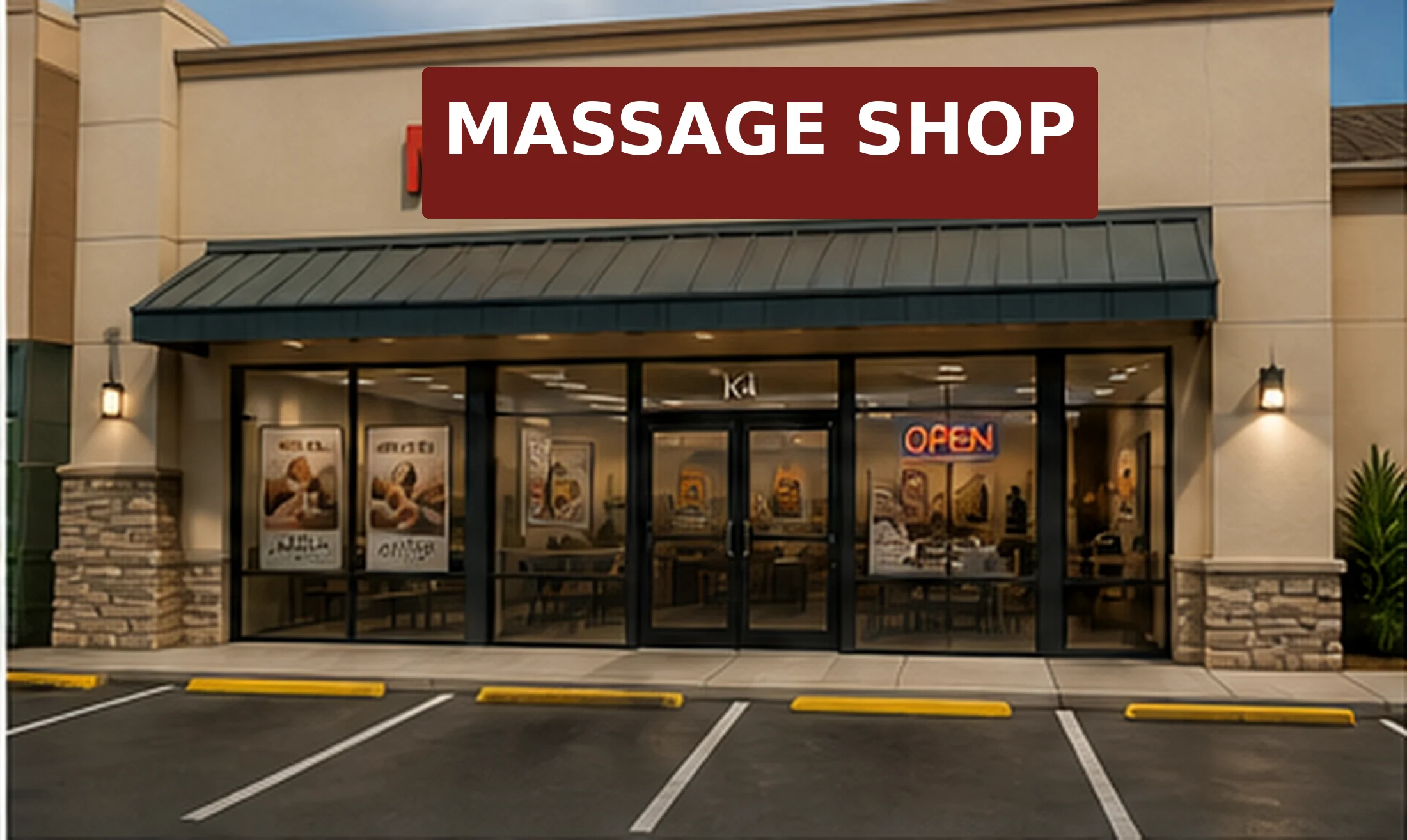 Spa storefront exterior — daytime
